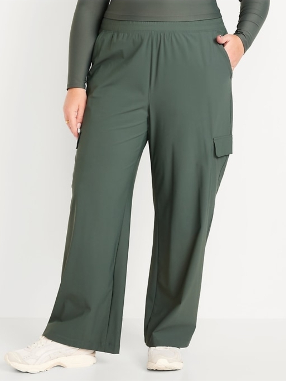 Old Navy Green Cargo Wide Leg Pants High Waisted Plus Size Athletic Trousers XXL